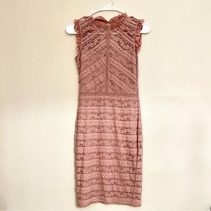 Lipsy London Dusty Rose Lace Bodycon Midi Dress